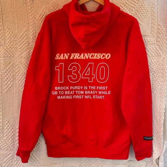 1340 Collective San Francisco 49ers Football Red Hoodie Brock Purdy Sz Medium - Picture 5 of 6